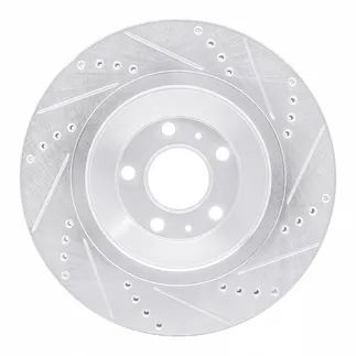 R1 Concepts EDZ-73046L Brake Rotor Drilled and Slotted Silver